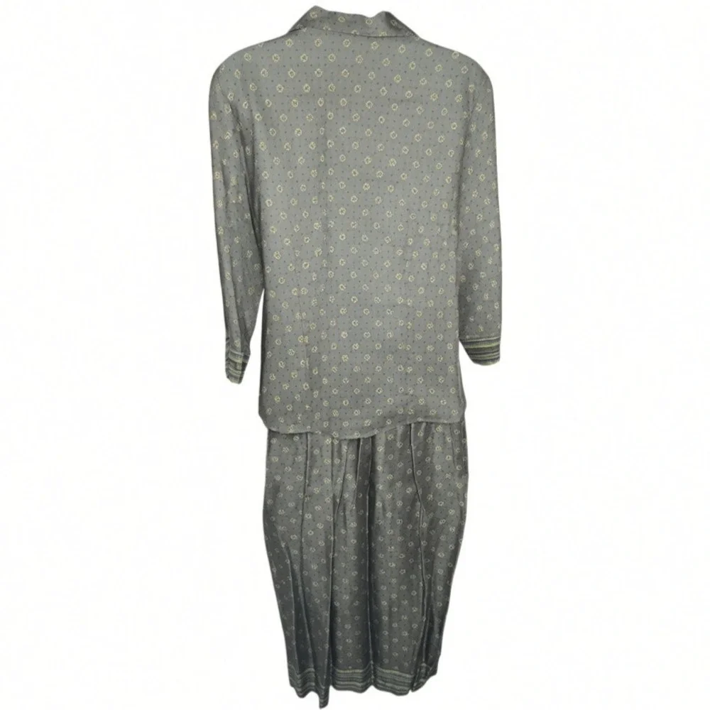 Pendleton Womens Vintage Artsy Skirt Set Size 8 90s Green Rayon‎ Modest 2 Piece